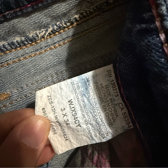 Wrangler Rock 47 Womens Jeans 3/34 Low Rise Bootcut Cross Embroidered Sparkle - Picture 5 of 6